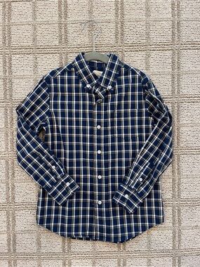 Classic Navy Plaid Button-Down Shirt
